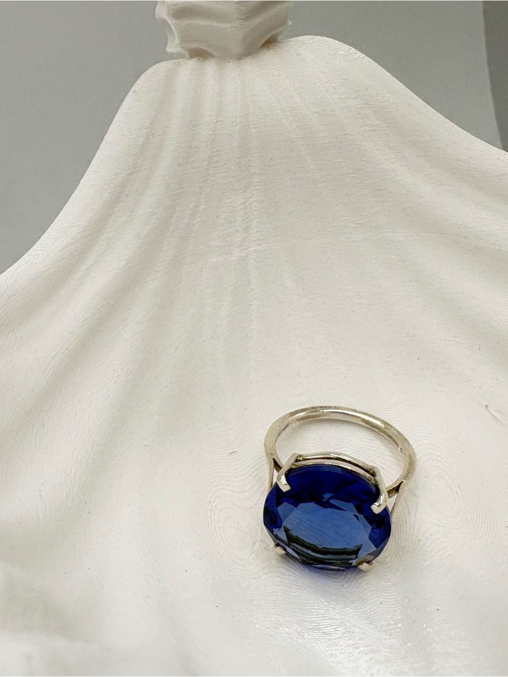 925 Sterling Silver Genuine 8CT Faceted Sapphire Gemstone Ring - Size 7.5 - Picture 8 of 17